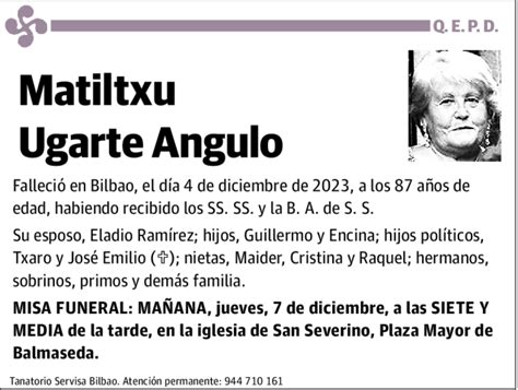 Matiltxu Ugarte Angulo Esquela Necrológica El Correo