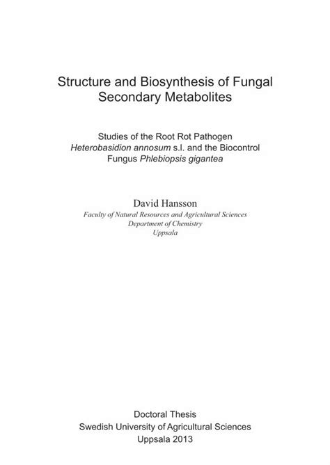 Pdf Structure And Biosynthesis Of Fungal Secondary Metabolitespub