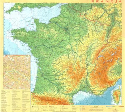 Mapa fizyczna francji zdjęcie stock editorial Obraz złożonej z droga