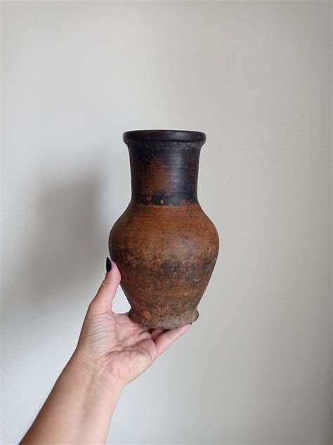 Vintage Red Clay Pot Old Small Clay Vase Wabi Sabi Pottery Rustic