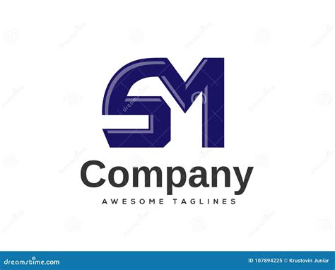 Creative Letter SM Logo Design Template Elements Stock Vector ...