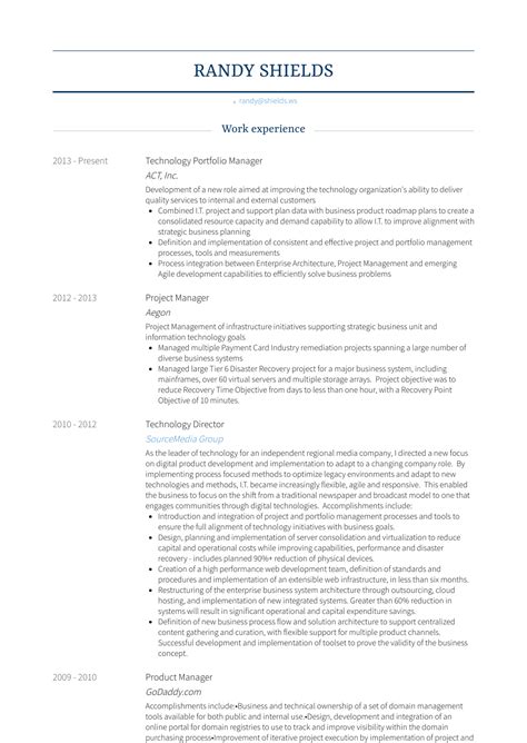 Portfolio Manager Resume Samples And Templates Visualcv