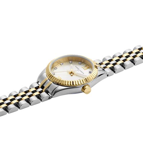 Opera Two Tone Gold And Stainless Steel Date Watch With Fluted Bezel A