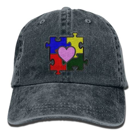 Gorro de vaquero bordado para adultos rompecabezas con corazón