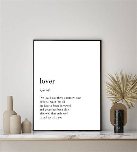 Taylor Swift Lover Lyrics Printable Download Taylor Swift Etsy