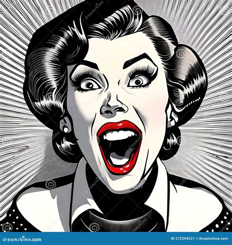 Surprised Woman Pop Art Retro Comic Book Style Stock Illustration