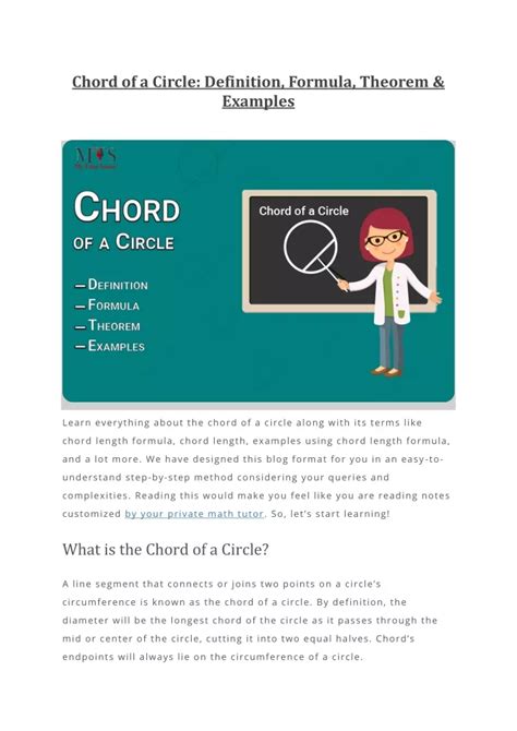 Ppt Chord Of A Circle Definition Formula Theorem And Examples