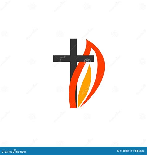 Christelijke Symbolen Het Logo Van De Kerk Het Kruis Van Jezus De Vlam Van Vuur Als Symbool Van