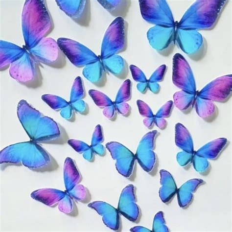 Ultraviolet Combo Wafer Paper Edible Pre Cut 3d Butterflies 16 Mixed