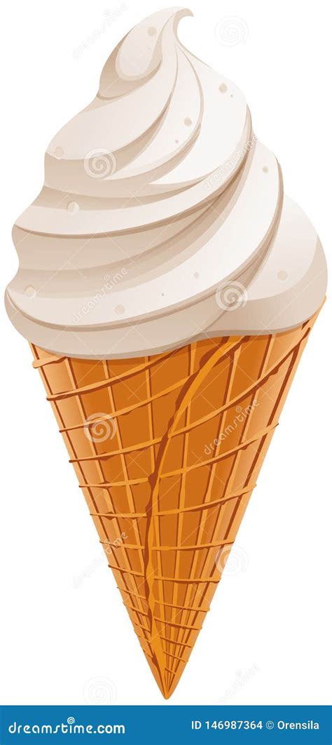 O Cone Doce Branco Do Waffle Do Gelado De Baunilha Isolou se Ilustração