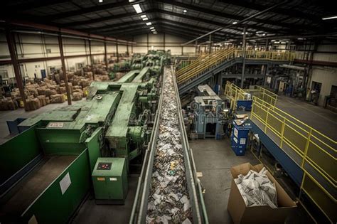 A Buzzing And Busy Recycling Center With Conveyor Belts And Machines