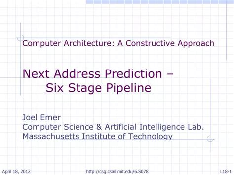 Ppt Computer Architecture A Constructive Approach Next Address Prediction Six Stage