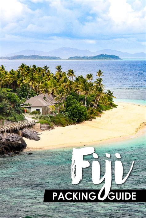 An Island With Palm Trees And The Words Fiji Packing Guide On Its Side