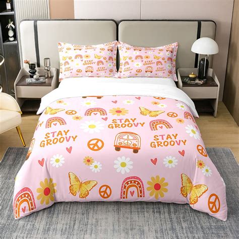 Yst Groovy Daisy 100 Natural Cotton Duvet Coverretro Rainbow Lover