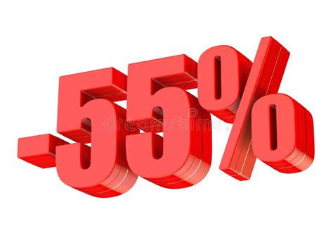 55 Percent Off Discount Sign Red Text Is Isolated On White Stock