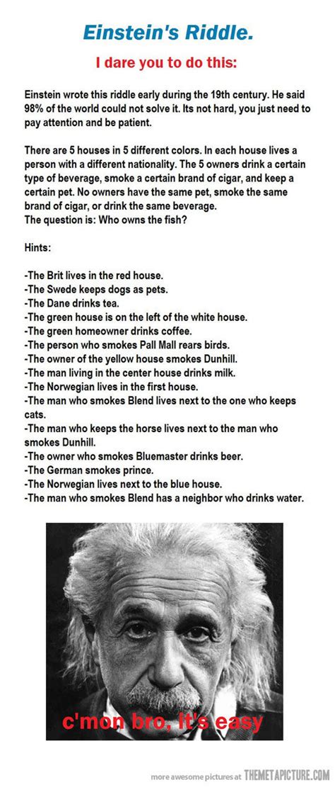 Einstein's Riddle Pictures, Photos, and Images for Facebook, Tumblr ...