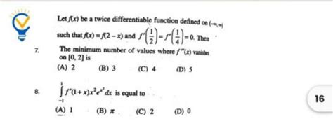 Let F X Be A Twice Differentiable Function Defined On −∞ ∞ Such That F