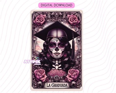 La Graduada Latina PNG Chicana PNG Tarot Card Digital Files Dtf Uvdtf Tumbler Mug T Shirt PNG