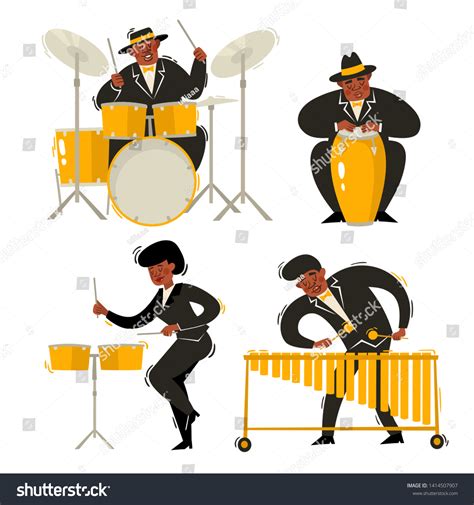 Cartoon Vector Illustration Colorful Jazz Musicians Stock Vector