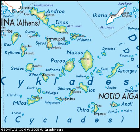 Cyclades Map Geographic City | Greece Map Provincial City