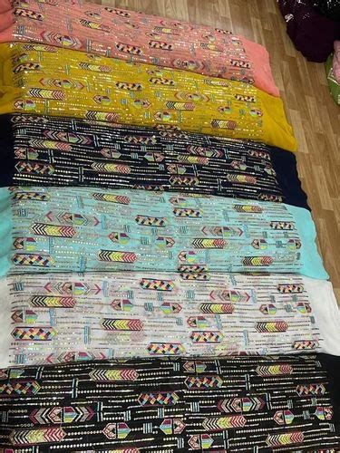 Fancy Mirror Work Georgette Fabric For Garment At Rs Meter In Surat