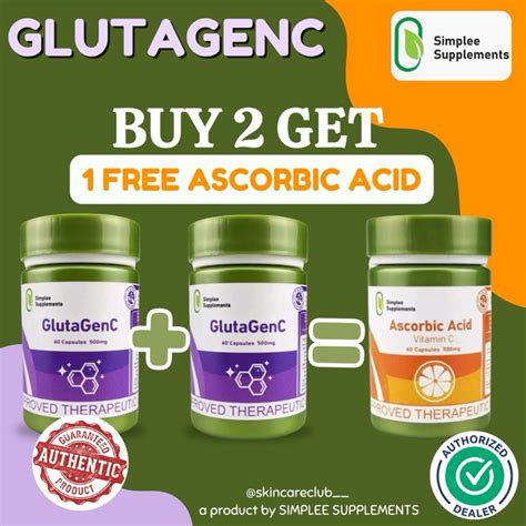 Buy 2 Simplee Glutagenc Whitening Capsule And Get 1 Free Ascorbic Acid Capsule Supplement Shopee