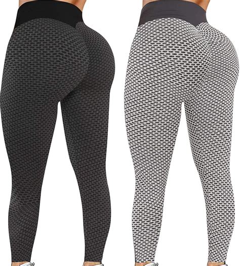 2er Pack Leggings Damen Honeycomb Gym Xs 4xl Sexy Push Up Hohe Taille