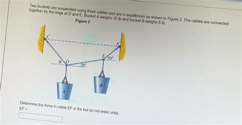 Solved Two Buckets Are Suspended Using Three Cables And Are Chegg