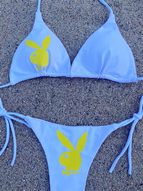 Sexy Juego De Bikini Playboy Conjunto De Bikini Ajustable Etsy