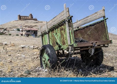 Agricultural Trailer Loaded With Six Hay Silage Bales Wrapped With