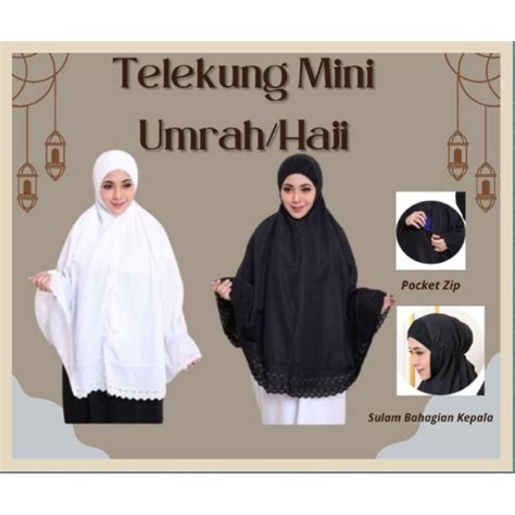 MINI TELEKUNG COTTON POKET BERZIP UNTUK HAJI UMRAH MEDINA Shopee