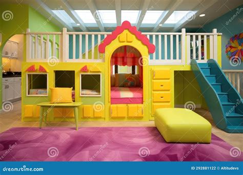 Indoor Playhouse in Vibrant Color Palette Stock Photo - Image of kids ...