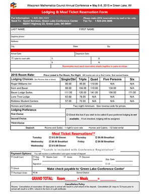 Fillable Online Lodging Meal Ticket Reservation Form Fax Email Print