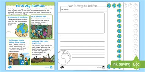 Ks1 Earth Day Activity Ideas Sheet Teacher Made Twinkl