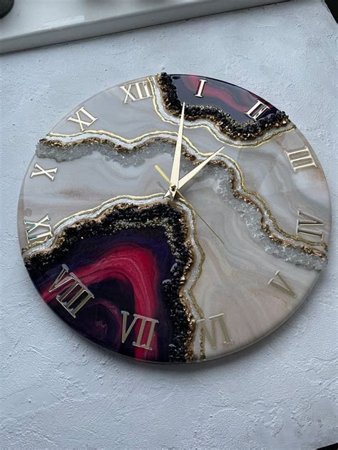 Resin Geode Clock Geode Painting Resin Art Clock Abstract Painting