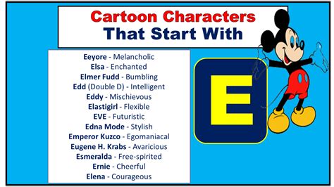 Cartoon Characters That Start With E Disney Funny Vocabulary Point