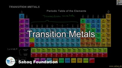 Transition Metals Chemistry Lecture Sabaq Pk Youtube