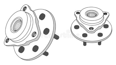 Car Wheel Hubs On White Background Vector Line Stock Vector