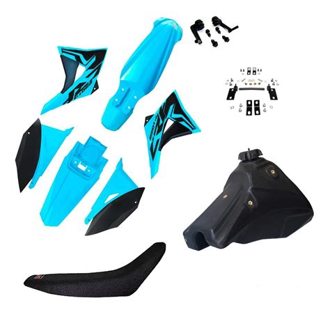 Kit Plastico Elite Biker Crf Adapt Vel Xr Azul Neon