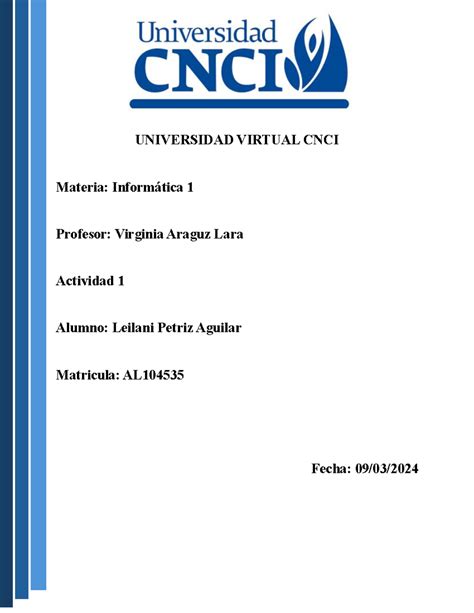 Actividad Informatica Universidad Virtual Cnci Materia