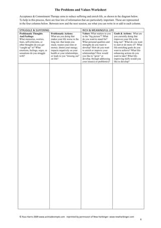 Act Values Worksheet Editable Fillable Printable Pdf Worksheets