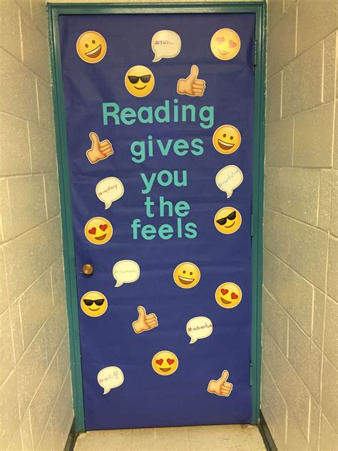 Reading Gives Me The Feels” Classroom Door With Emojis Emoji