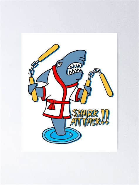 Funny Kung Fu Shark Poster By Collingalanos80 Redbubble