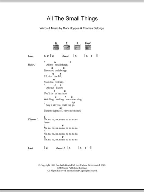 All The Small Things by Blink-182 - Guitar Chords/Lyrics - Guitar ...