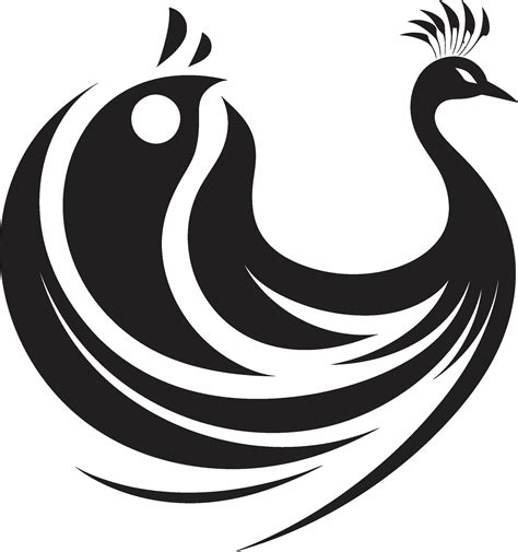 Peacocks Tale Black Vector Logo Icon Ebon Elegance Peacock Icon In