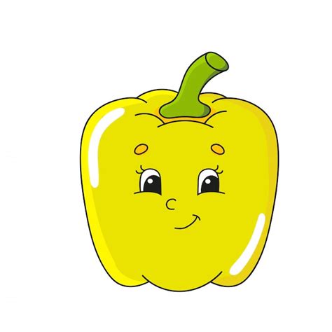 Pimiento Amarillo Ilustraci N De Vector Plano Lindo En Estilo Infantil