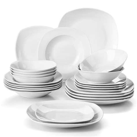 Malacasa Elisa Piece White Porcelain Dinnerware Set Service For