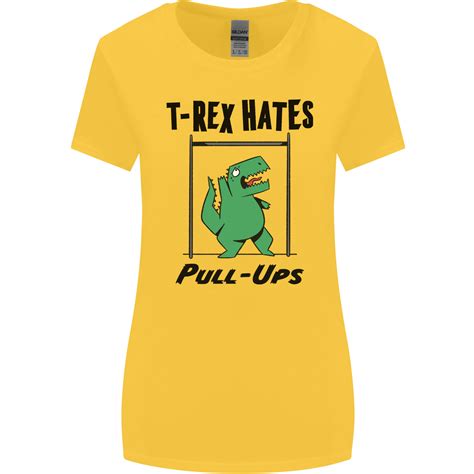 T Rex Hates Pull Ups Funny Gym Dinosaurs Womens Wider Cut T Shirt Ebay