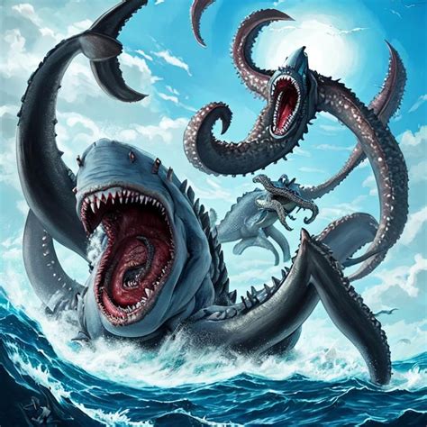 Megladon Fighting A Kraken