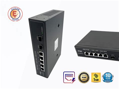 Fiber Optic PoE Switch 2 SFP Ports 4 Gigabit Ethernet Ports Elfcam